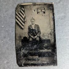 1 Antique Tintype Photo Man At Wisconsin State Fair C 1905. ZZ picture