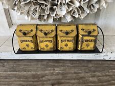 Ohio Wholesale 4 Tole-Ware Metal Spice Boxes With Rack Farmhouse picture