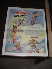 OVALTINE 1944 WWII Sat Eve POST magazine print ad airplane pilot cartoon people picture