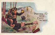 Pressed For Time Can't Write Highly Embossed Comic Postcard - 1908 picture