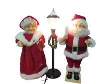 Vtg Teco Creations Animated Mr & Mrs Claus With Lighted Lamppost 27