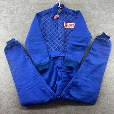 VTG Safety Racing Coveralls Mens L Blue Canvas Utility Mechanic Workwear USA Y2K picture