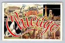 Chicago IL-Illinois, LARGE LETTER Greetings, Antique, Vintage c1947 Postcard picture
