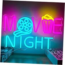 Movie Night Neon Sign Cinema Led Neon Light Dimmable Popcorn Paper MovieNight picture