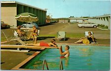 Postcard Vintage Senator Motel Augusta Maine Pretty Blondes by the poolside picture