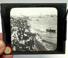 Magic Lantern Slide Photo Southsea England English Channel Portsmouth Boats AY7 picture
