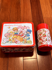 Vintage 1981 Aladdin Strawberry Shortcake Metal Lunch Box with Thermos picture