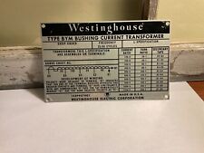 Vintage Original Westinghouse Bushing Current Transformer name plate picture