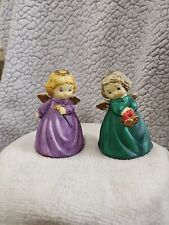 Vintage Angel Ceramic Bells, Set of Two, Christmas Angels, MCM, 1970s,with Origi picture
