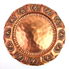 Vintage Gregorian Copper Tray Platter Hammered Scallop Floral Large 13.5 inch picture
