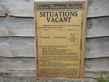 Original GWR Situations Vacant Poster,  'Lad Messenger'  Pontypridd,  June 1930 picture