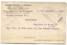 Advertising Postcard Ogden Merrill & Greer Mercer Pottery Co NJ 1894 picture