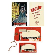 Vtg Sheraton Astor Hotel New York Luggage Label Tag Postcard Reservation Mailer picture