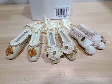 Lot 3x Fabric Covered Ceramic Porcelain Ballet Slippers Ornament Decor Xmas Tree picture