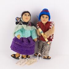 Lot Pair 2 Cloth Folk Art Dolls Made in Ecuador Traditional Handmade Woman Baby picture