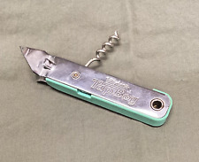 Vintage Turquoise Green Vaughan's “Tap Boy” Can, Bottle Opener, Corkscrew USA picture