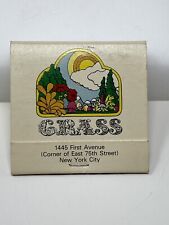 Vintage 1960s NYC Restaurant Matchbook - Grass - Early Organic Natural Food  picture