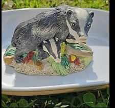 Badger Family Naturecraft Miniatures By Peter Tomlins Figurine Vintage England picture