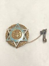 VINTAGE 14K YELLOW GOLD LADIES AUX. JEWISH WAR VETERANS OF U.S. PIN WITH GAVEL picture