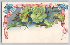 Postcard Vintage Greetings Embossed  Patriotic Flowers c1909 picture