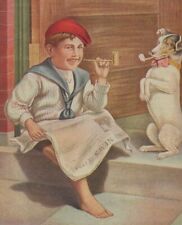 Hitting The Pipe Dog and Child Newspaper Divided Back Vintage Post Card picture
