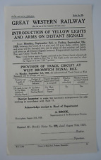 GWR Notice Introduction Of Yellow Lights/ Arms On Distant Signals Oxley Nth 1928 picture