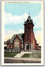 PA Postcard St. James Lutheran Church - Ligonier, Pennsylvania vtg Linen Unposte picture