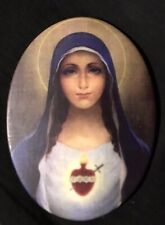 Jesus Christian Immaculate Heart Of Mary Oval Clay Photo 5”x4” Very Unique picture
