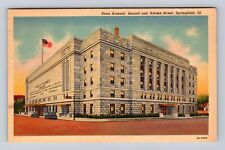 Springfield IL-Illinois, State Arsenal, Adams Street, Vintage c1950 Postcard picture