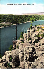 Postcard WI Devils Lake State Park Palisades Linen Vintage PC picture