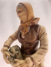 VINTAGE UCGC OLD WOMAN FIGURINE W/ GOOSE & BASKET OF FISH picture