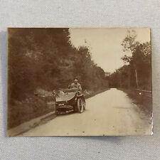 Antique Photo Photograph Print Bearded Man in Early Automobile 1909 Date Italian picture