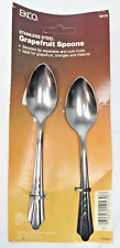 Vtg '83 EKCO Stainless Steel Grapefruit Spoons 2pk #10170 Serrated USA Shelf Wrn picture