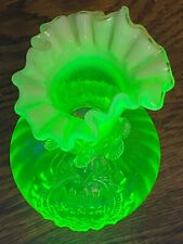 Very Rare Northwood 1901 Pan-American Expo Solid Vaseline Glass Vase - Opal Top picture