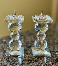 Vintage Swarovski Crystal Candle Candlestick Holder Pin  2 triple ball 4