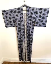 NWOT VTG Hand Sewn Blue Gray Abstract Kimono Unisex X Long Cotton M/L picture