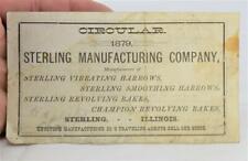 1879 Sterling Manufacturng Company Fibrating Harrow Advertisment picture