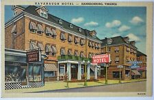 Harrisonburg Virginia Kavanaugh Hotel Coffee Shop Linen Postcard c1940s picture
