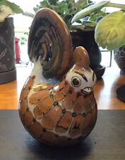 Vintage Mexican Folk Art Pottery Rooster Chicken Quail Bird - Tonala - Signed picture