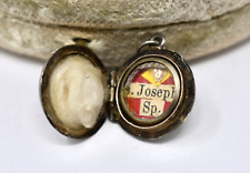St. Joseph [Spouse of Mary] 19th C. Reliquary Silver Locket Wax Sealed picture