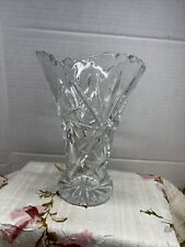 Vintage American Brilliant Cut Glass 7.75” Crystal Vase Pinwheel Pattern picture