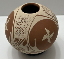Mata Ortiz Pottery Cruz D Geometric Paquime' Seed Pot Vase Art Mexican Ceramic picture