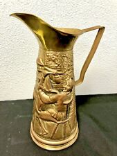 Vintage Old Brass Peerage Pitcher Pub Scene Embossed Colonial  England picture
