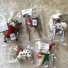Lot of 5 Pottery Barn Christmas Ornament Animals Deer Elk Dog More New picture