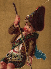 1880's Mme. Demorest's Reliable Patterns Boy Holding A Stick Gold Backround picture