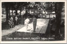Vintage DETROIT LAKES, Minnesota RPPC Photo Postcard Shuffleboard Scene c1950s picture