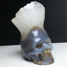 387g Natural Crystal . Agate Crystal Cluster. Hand-carved.  Exquisite Skull.QG picture