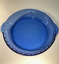 VTG PYREX Cobalt Blue Glass Fluted #229 Crimped Deep Dish Pie 9.5