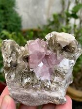 Gorgeous Natural Pink Apatite Crystal Cluster With Muscovite Specimen 1515 CTS picture