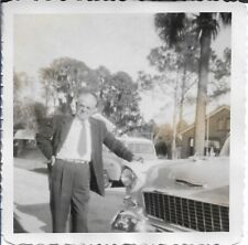 Man Photograph Standing By Car 1950s Florida Suit Tie 3 1/2 x 3 1/2 picture